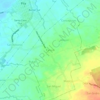 Pansol topographic map, elevation, terrain