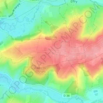 Entre Deux Bois topographic map, elevation, terrain