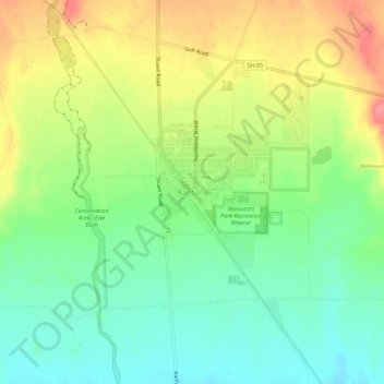 Ranfurly topographic map, elevation, terrain