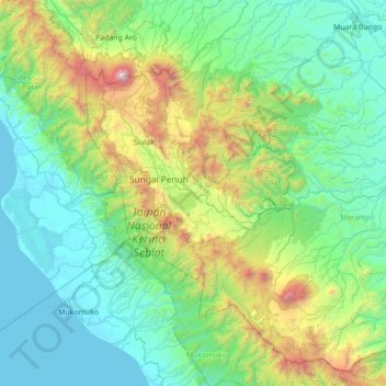Danau Kerinci topographic map, elevation, terrain