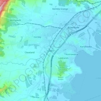 Dapto topographic map, elevation, terrain