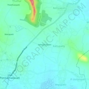 Vellaiyandipatti topographic map, elevation, terrain