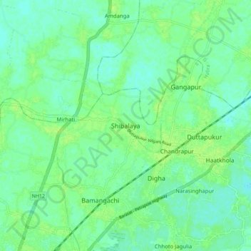 Shibalaya topographic map, elevation, terrain