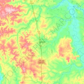 Leme topographic map, elevation, terrain