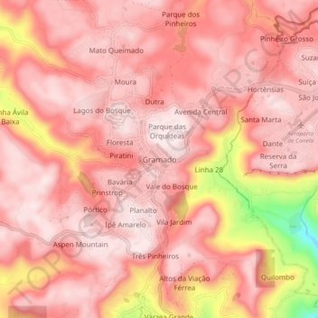 Gramado topographic map, elevation, terrain