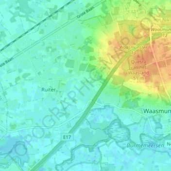 Dauwstraat topographic map, elevation, terrain
