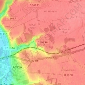 Raville topographic map, elevation, terrain