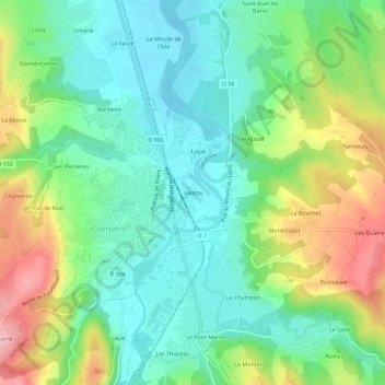 Valette topographic map, elevation, terrain