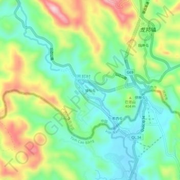 Pobiao topographic map, elevation, terrain