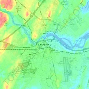 Brunswick topographic map, elevation, terrain