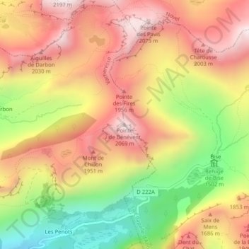 Pointe de Bénévent topographic map, elevation, terrain