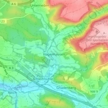 Hagenhausen topographic map, elevation, terrain