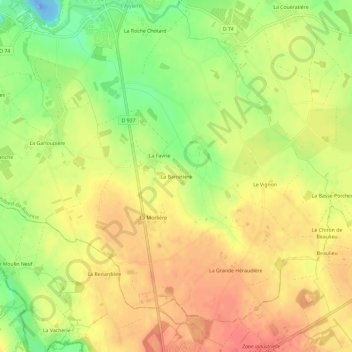 La Barretière topographic map, elevation, terrain