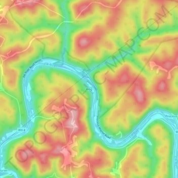 King topographic map, elevation, terrain
