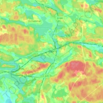 Flen topographic map, elevation, terrain
