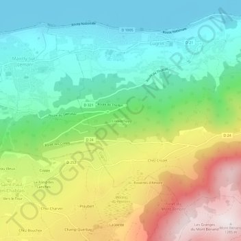Lonvernay topographic map, elevation, terrain