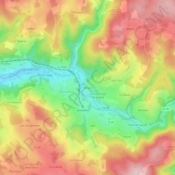 Béraud topographic map, elevation, terrain