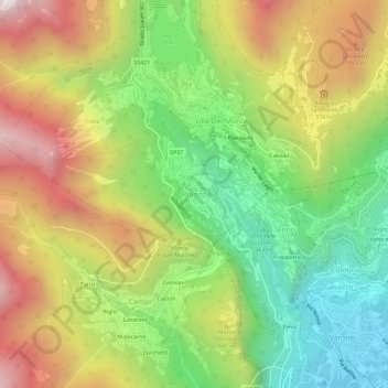 Pranzo topographic map, elevation, terrain