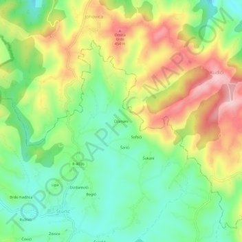 Džanani topographic map, elevation, terrain