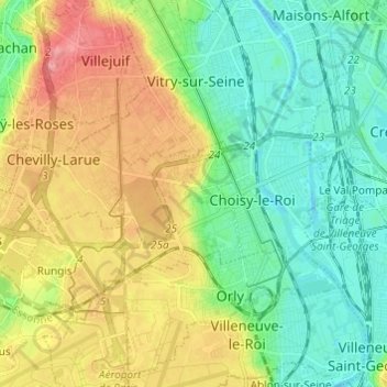 Thiais topographic map, elevation, terrain