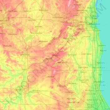 Walworth topographic map, elevation, terrain