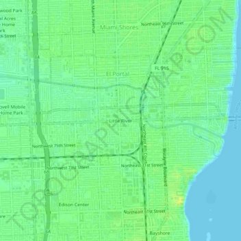 Little River topographic map, elevation, terrain