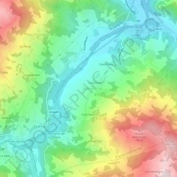 Saltino topographic map, elevation, terrain