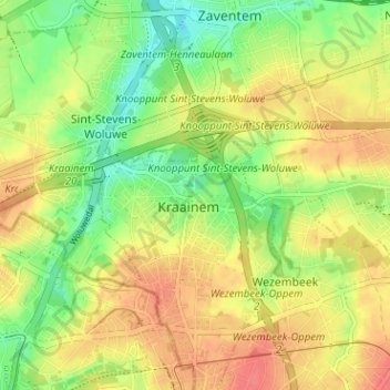 Hoog-Kraainem topographic map, elevation, terrain