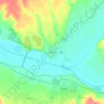 Santa Justa topographic map, elevation, terrain