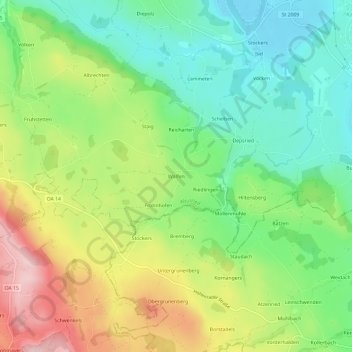 Wolfen topographic map, elevation, terrain
