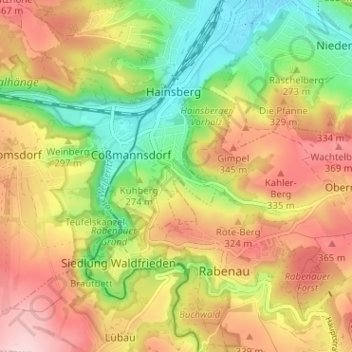 Eckersdorf topographic map, elevation, terrain