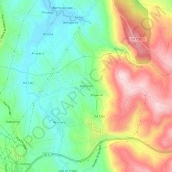 Torrinhas topographic map, elevation, terrain