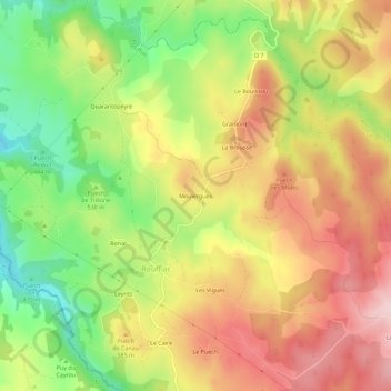 Moulergues topographic map, elevation, terrain