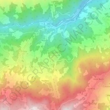Gusciola topographic map, elevation, terrain