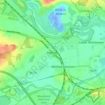 Methley topographic map, elevation, terrain