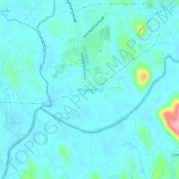 Wagawatta topographic map, elevation, terrain