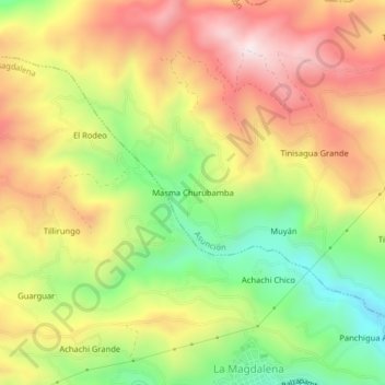 Masma Churubamba topographic map, elevation, terrain