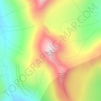 Stob Binnein topographic map, elevation, terrain