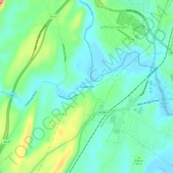 Cauterskill topographic map, elevation, terrain
