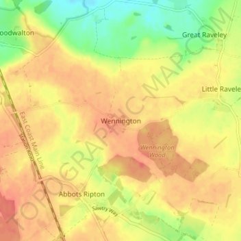 Wennington topographic map, elevation, terrain