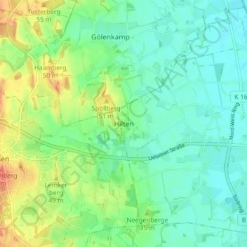 Hilten topographic map, elevation, terrain
