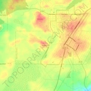 Swedetown topographic map, elevation, terrain