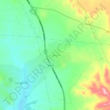 El Saladillo topographic map, elevation, terrain