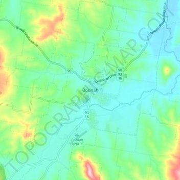 Boonah topographic map, elevation, terrain