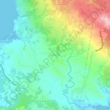 Del Pilar topographic map, elevation, terrain