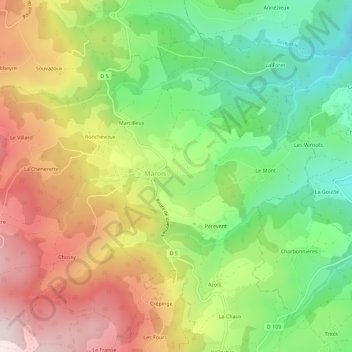 L'Olme topographic map, elevation, terrain