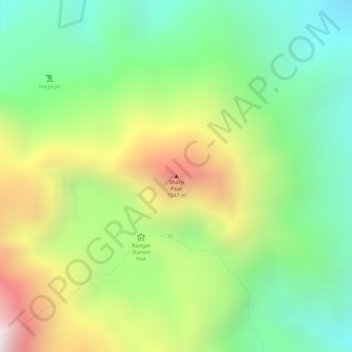 Sharp Peak topographic map, elevation, terrain