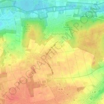 Dollenkamp topographic map, elevation, terrain