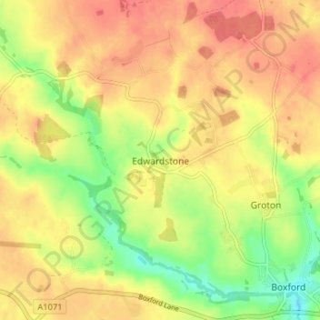 Edwardstone topographic map, elevation, terrain