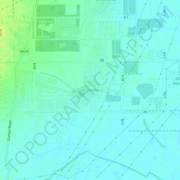 Sakhamuru topographic map, elevation, terrain